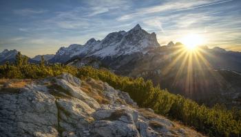 Snow Covered Mountain during Sunrise