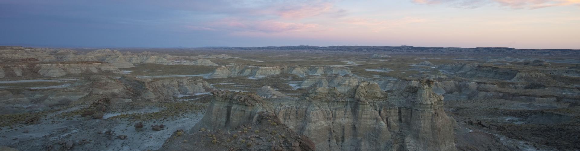 Skull Creek Rim badlands in the Adobe Town Wilderness Study Area, Wyoming